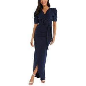 Quiz Womens Puff Sleeve Maxi Dress 14 Navy - NWT $118